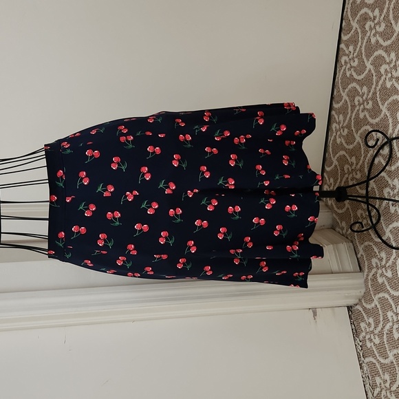 Navy blue and cherries skirt - M - Picture 1 of 3